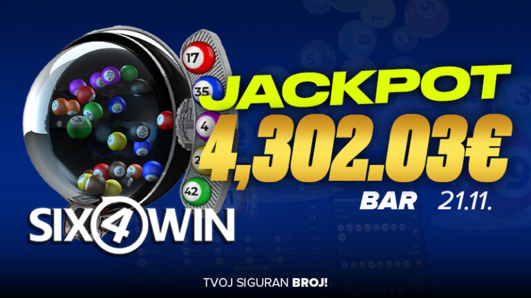 IGRAČ IZ BARA OSVOJIO SIX4WIN JACKPOT – 4,582€